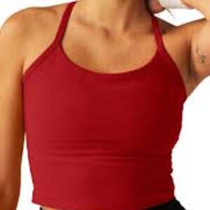 BEYOND YOGA Space Dye Slim Racerback Crop Tank In Red / Size M